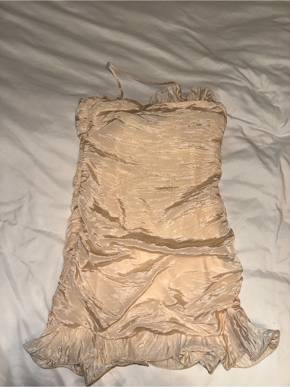 MOON RIVER Elegant Cream Ruffle  Mini Dress - Picture 5 of 5